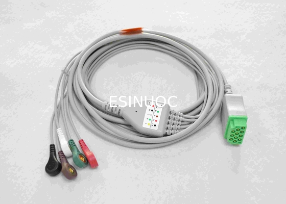 COMPATIBLE GE 11PIN ONE PIECE FIXED CABLE,5-LD,SNAP,AHA,3.4M